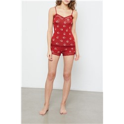 Top lencero Josie Rojo teja jaspeado