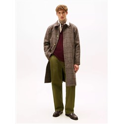 Check Wool-Blend Coat