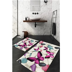 ESTA HALI Renkli Kelebek Ve Taş Desenli Halı Takımı (60x100/40x60) - Cp26 CP26