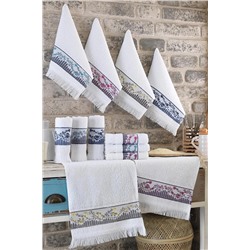 Mariva home Garden Çiçek Nakışlı 12'li 30x50 Cm El Ve Yüz Havlu Seti Mutfak Havlusu 153-91-0102