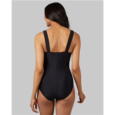 WOMEN'S RUCHED PLUNGE ONE PIECE SWIMSUIT