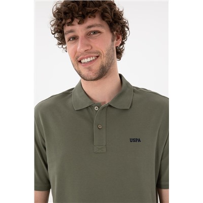 Erkek Regular Fit Polo Yaka Koyu Haki Basic Tişört