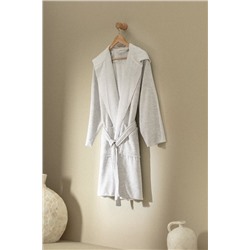 Rayana %100 Pamuk Kapüşonlu Unisex Bornoz - Gri