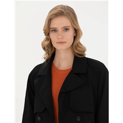 Siyah Slim Fit Trençkot