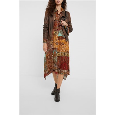 Vestido camisero estampado metalizado