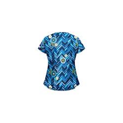 UA Chevron Flower Navy Scrub Top
