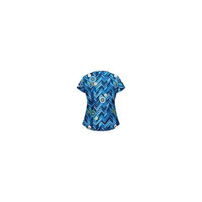 UA Chevron Flower Navy Scrub Top