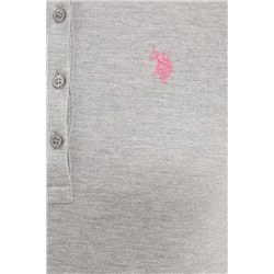 Kadın Gri Melanj Basic Polo Yaka Tişört