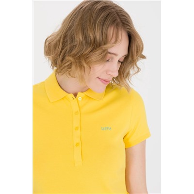 Kadın Sarı Basic Polo Yaka Tişört