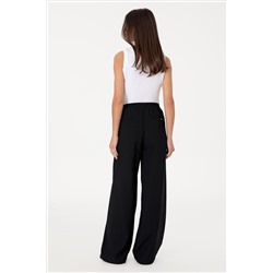 Kadın Siyah Loose Relax Fit Kanvas Pantolon