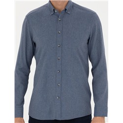 Koyu Mavi Slim Fit Uzun Kollu Gömlek