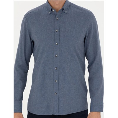 Koyu Mavi Slim Fit Uzun Kollu Gömlek