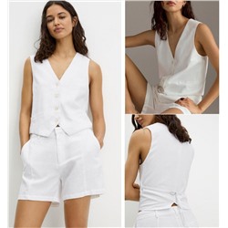 Жилет на подкладе из смесового льна  Pull&bea*r  Экспорт