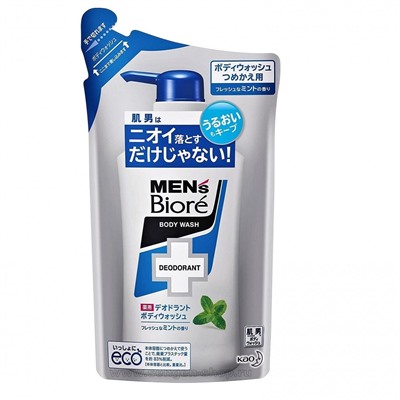KAO Mens Biore Противовоспалительный мужской гель для душа аромат мяты 380 мл сменная упак