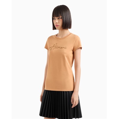 Slim fit T-shirt with logo lettering and sequins