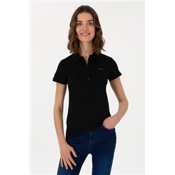 Kadın Siyah Basic Polo Yaka Tişört