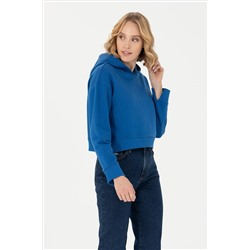 Kadın Saks Kapüşonlu Sweatshirt