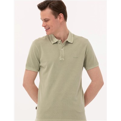Açık Yeşil Slim Fit Dokulu Polo Yaka Tişört