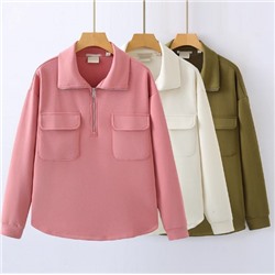 Женская свободная кофта с длинным рукавом и воротником-стойкой