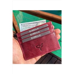 Garbalia, Unisex Bordo Madalyon Crazy Deri Kartlık Cüzdan