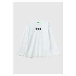United Colors of BenettonErkek Çocuk Krem Benetton Slogan Baskılı T-Shirt