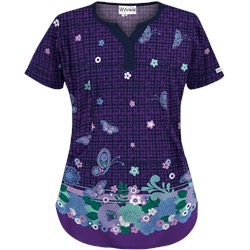 UA Butterfly Chic Grape Print Scrub Top