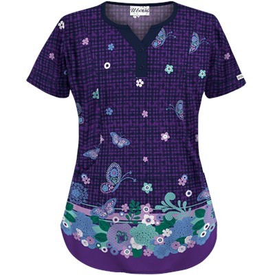 UA Butterfly Chic Grape Print Scrub Top