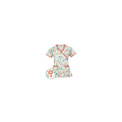 UA Day At The Zoo White Mock Wrap Scrub Top