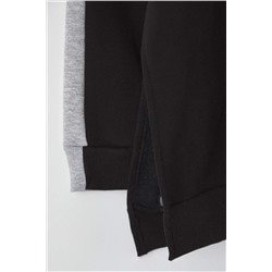 Gri Melanj Renk Bloklu Geniş Kalıp İçi Polarlı Örme Spor Büyük Beden Sweatshirt TBBAW26AO00011