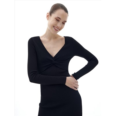 Strickkleid mit Gestreifter Struktur