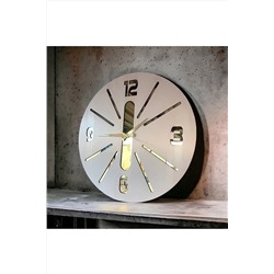 AA Shop Beyaz Renk Hediyelik Ahşap Dekoratif Farklı Desenli Duvar Saati 50cm beyazsiyahçift