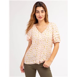 FLORAL PRINT VOLUME SLEEVE TOP