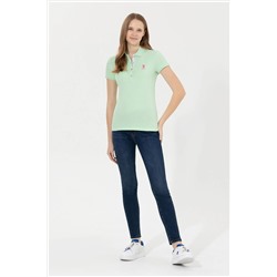Kadın Mint Basic Polo Yaka Tişört