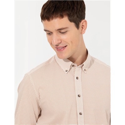 Turuncu Slim Fit Uzun Kollu Gömlek