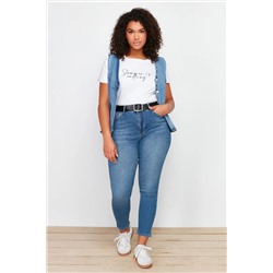 Trendyol Curve Koyu Mavi Süper Yüksek Bel Esnek Skinny Jeans TBBSS24CJ00027