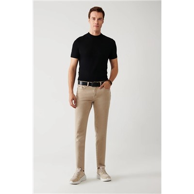 Avva Erkek Bej Parça Boya Yıkamalı Pamuklu Esnek Slim Fit Dar Kesim Jean Pantolon A32y3515 A32Y3515
