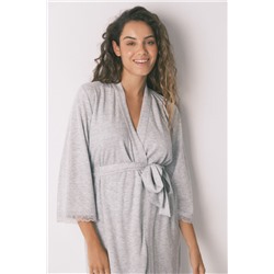 Bata larga "maternity" pointelle gris oscuro