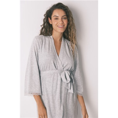 Bata larga "maternity" pointelle gris oscuro