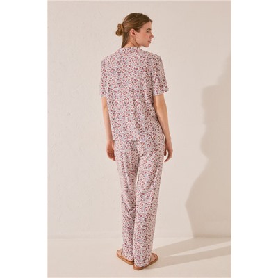 Pijama camisero Capri estampado rosa