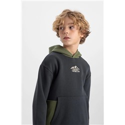Defacto Erkek Çocuk Oversize Fit Kapüşonlu Kalın Sweatshirt Kumaşı Sweatshirt B1736A823WN