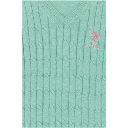Kız Çocuk Mint Melanj Basic Kazak