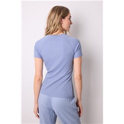 Camiseta manga corta canalé azul