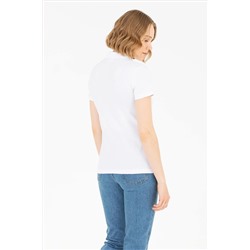 Kadın Beyaz Basic Polo Yaka Tişört