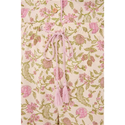 Pijama camisero capri 100% algodón estampado flores