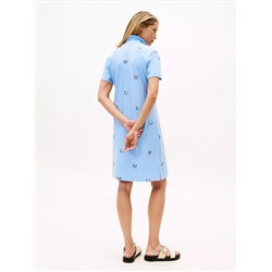Allover Crest Stretch Polo Dress