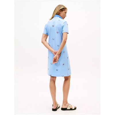 Allover Crest Stretch Polo Dress