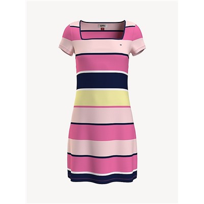 TOMMY JEANS CAP SLEEVE STRIPE T-SHIRT DRESS