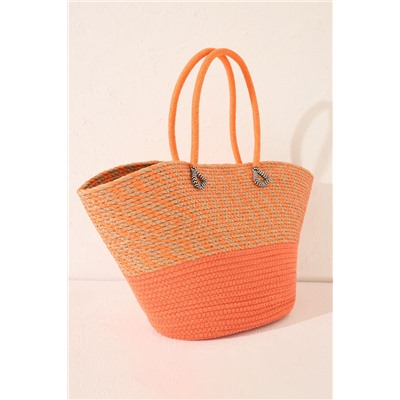 Bolso capazo rafia naranja
