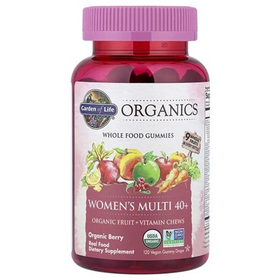 Garden of Life, Organics, Women's Multi 40+ Gummies, Organic Berry, 120 Vegan Gummy Drops