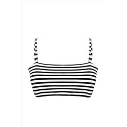 Çok Renkli Çizgili İp Askılı Staplez Büyük Beden Bikini Üstü TBBSS25CT00006